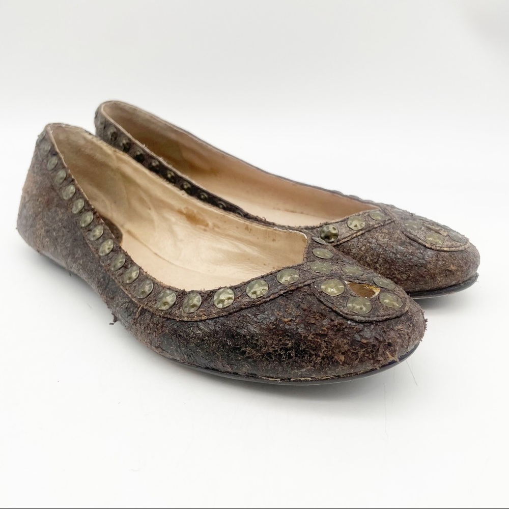 Frye Emma Hammered Stud Flats Sz 8.5 - Picture 2 of 13